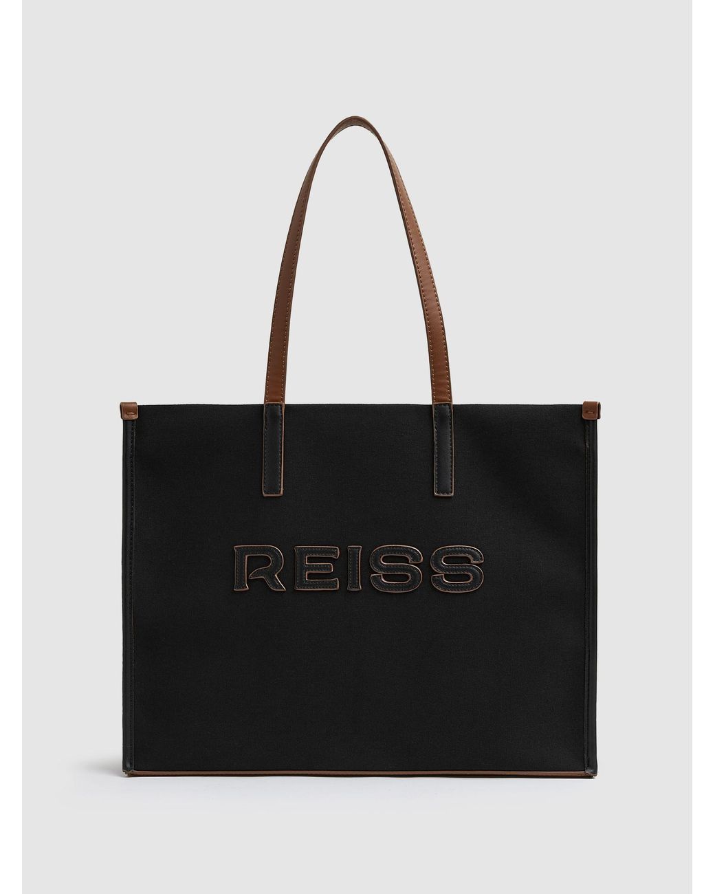 Reiss Black Canvas Logo Tote Bag