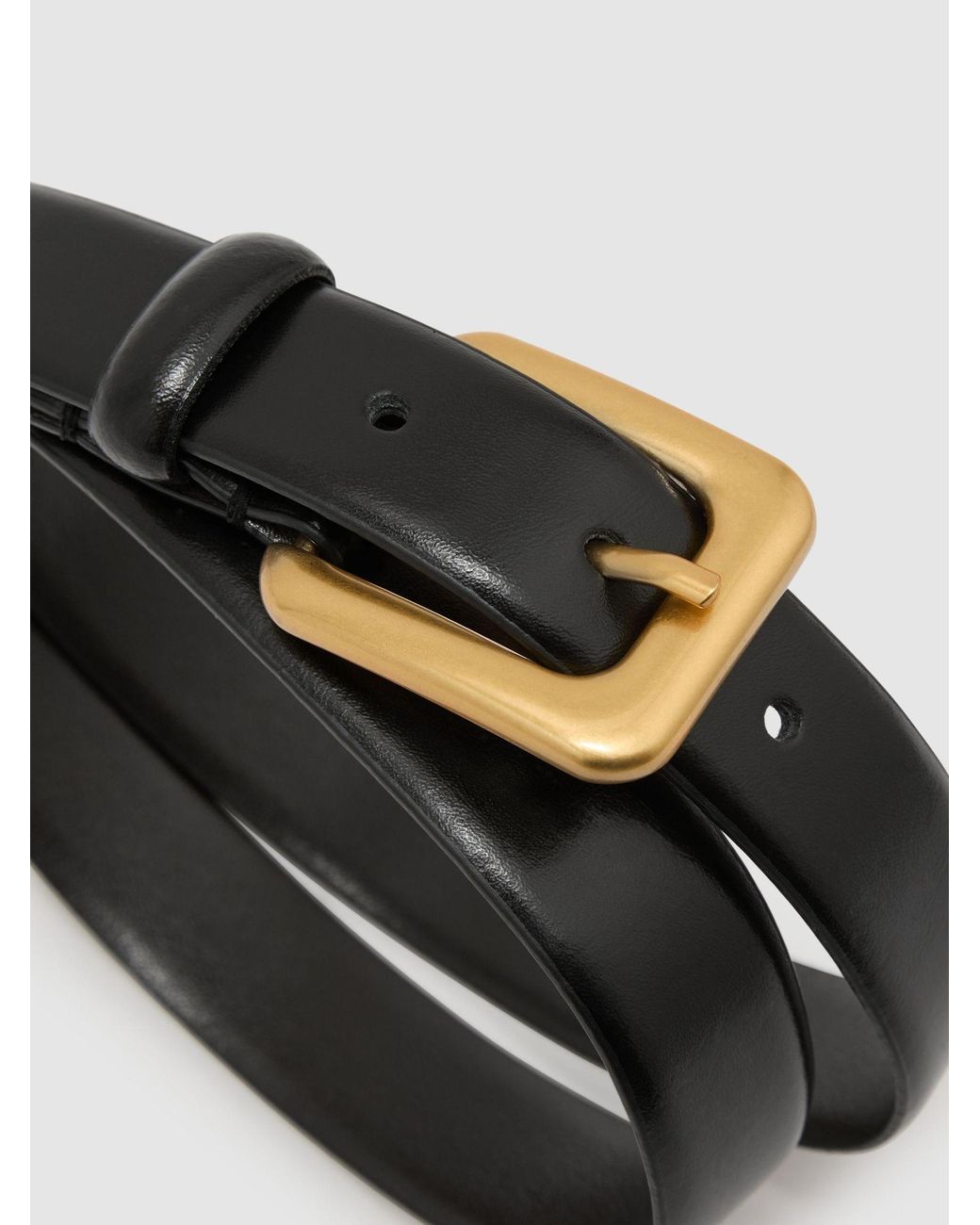 Reiss Black Leather Square-Buckle Belt