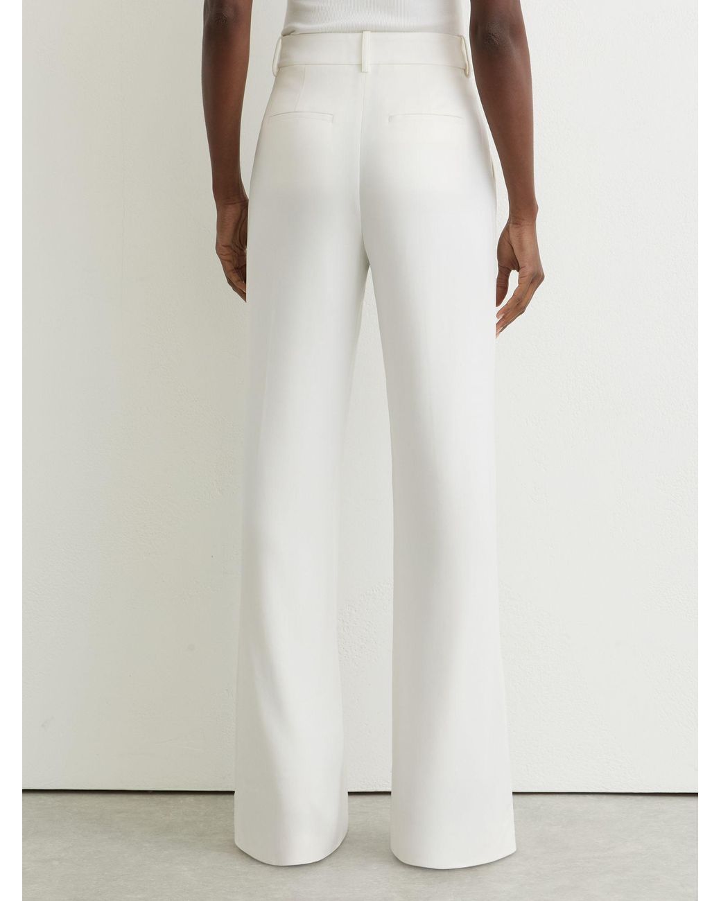 Reiss Natural Wide-Leg Seam-Detail Trousers