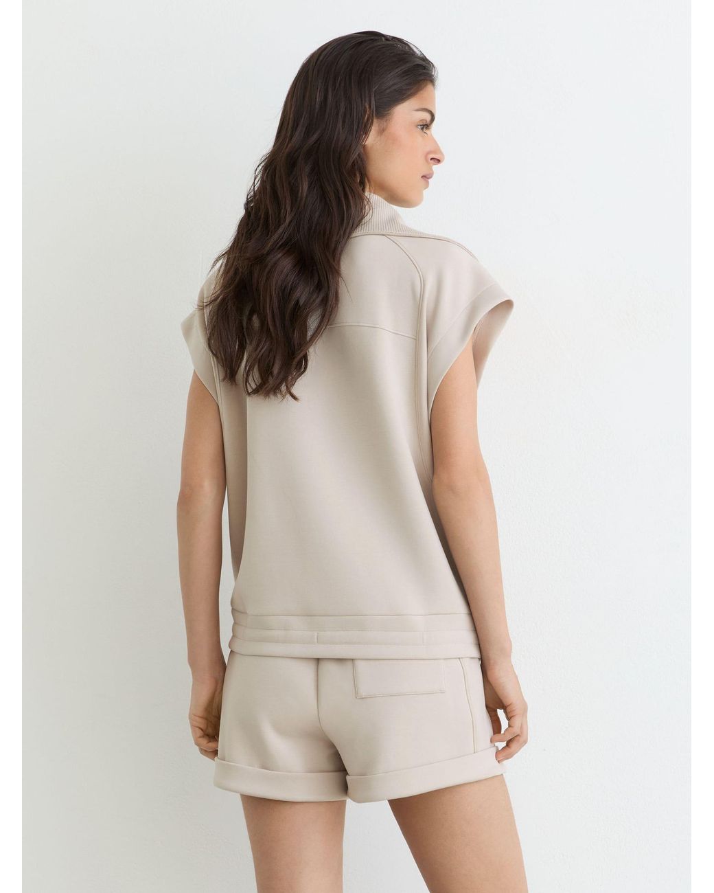 Reiss Natural Premium Interlock Sleeveless Collared Top