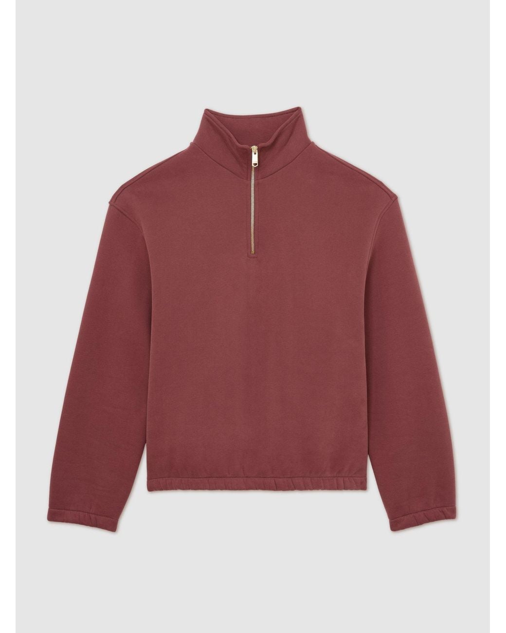 Reiss Brown Cotton-Blend Washed Half-Zip Sweatshirt for men