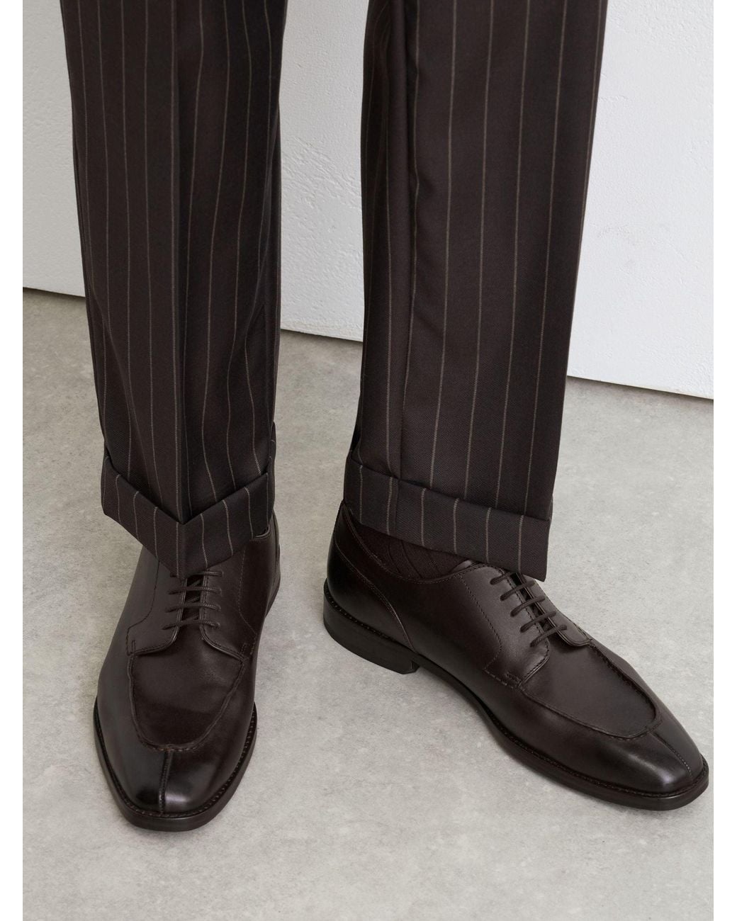 Reiss Black Leather Split-Toe Derby Shoes for men