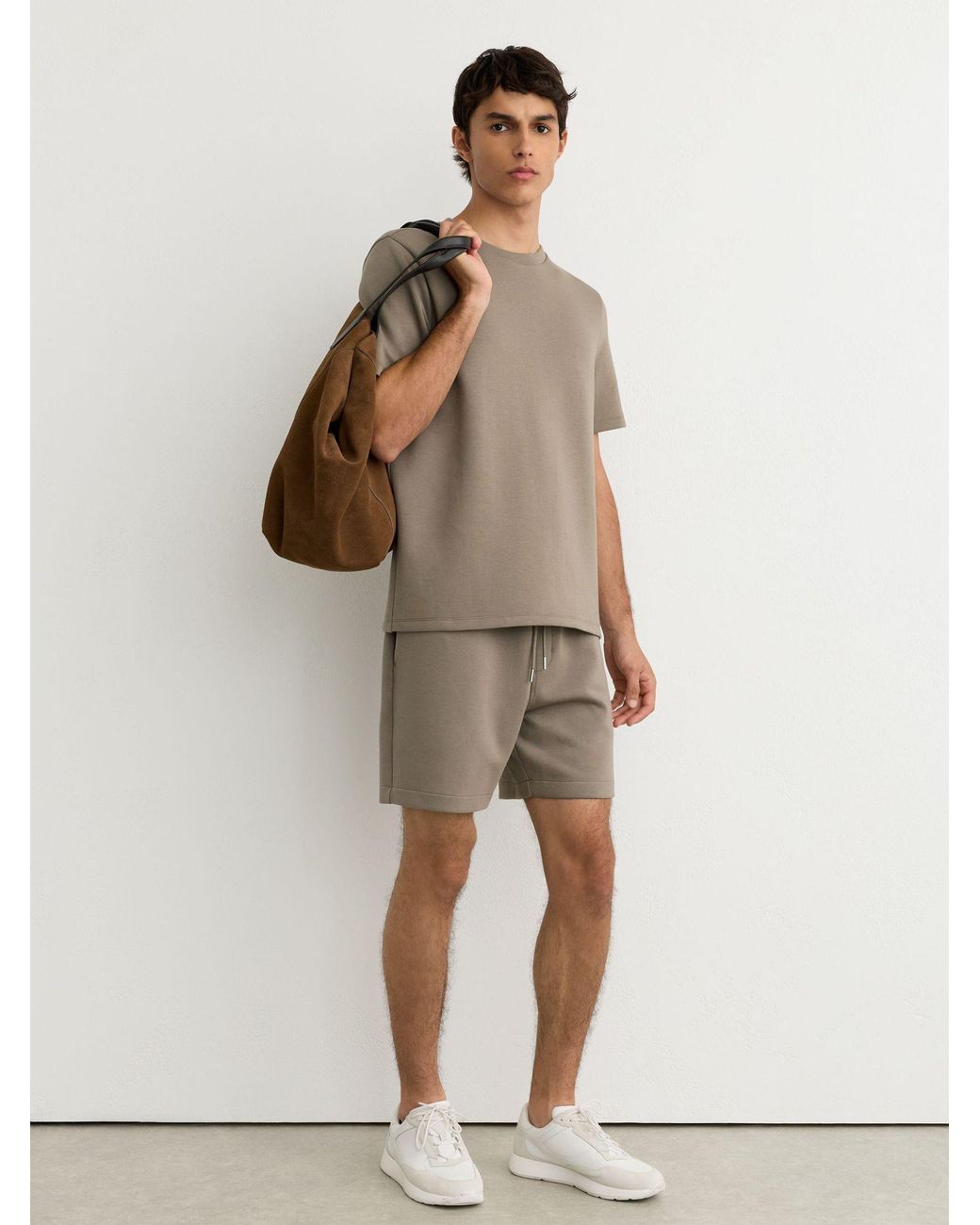 Reiss Gray Sueded Interlock Jersey Modern-Fit T-Shirt for men