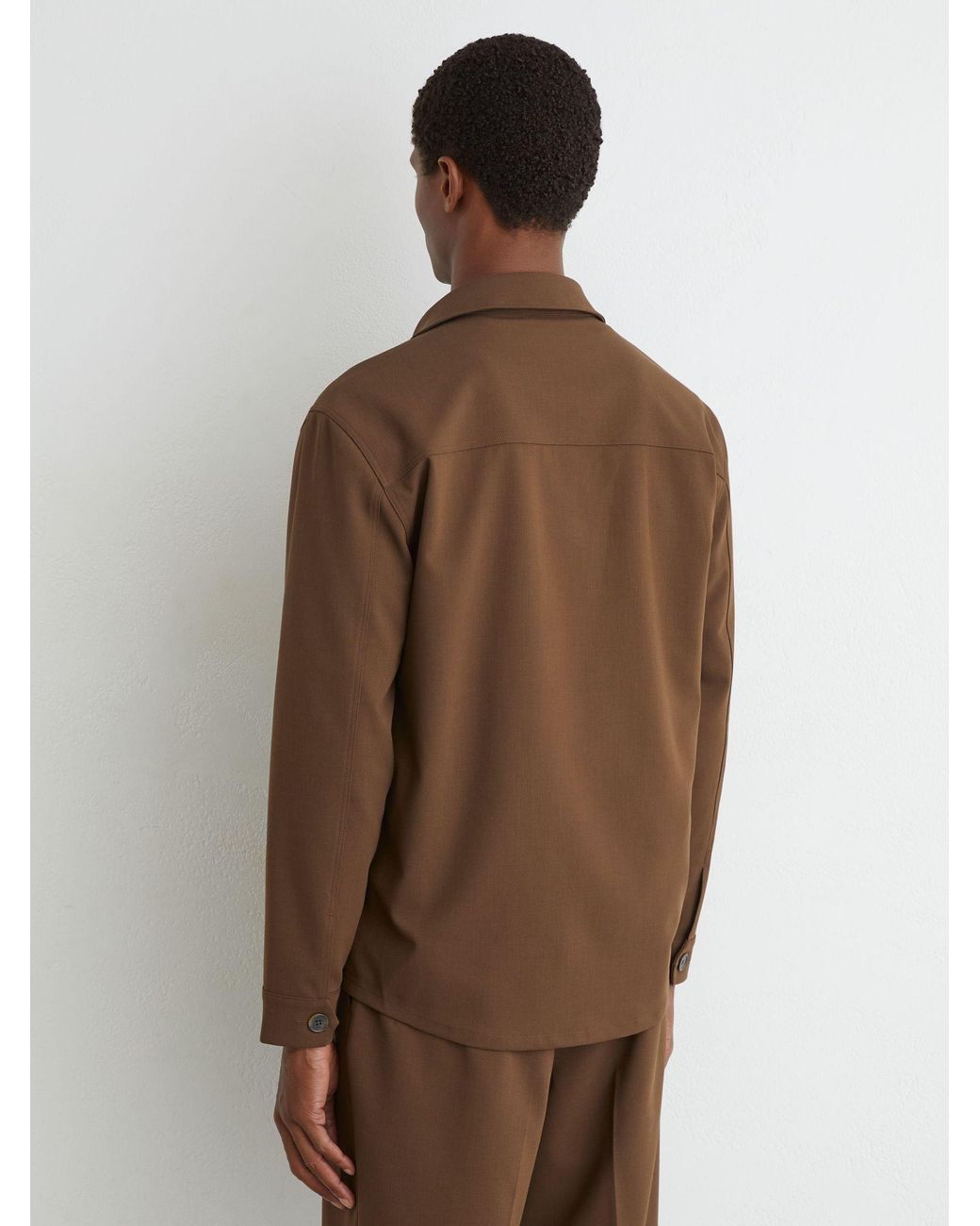 Reiss Brown Twin-Pocket Button-Through Overshirt for men