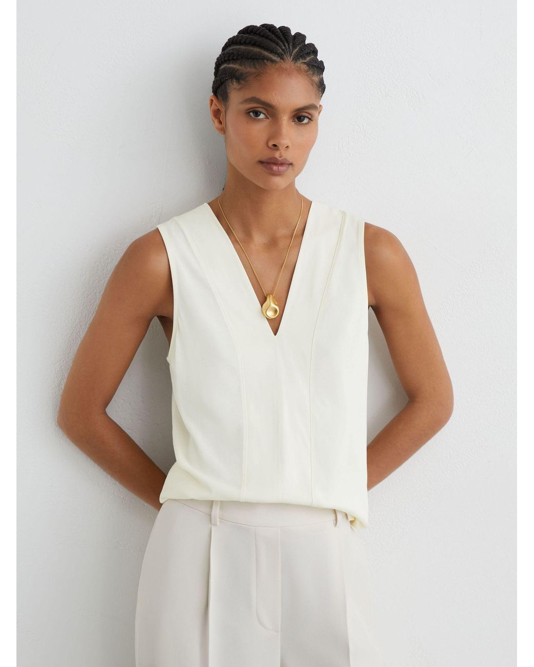 Reiss Natural V-Neck Shell Top