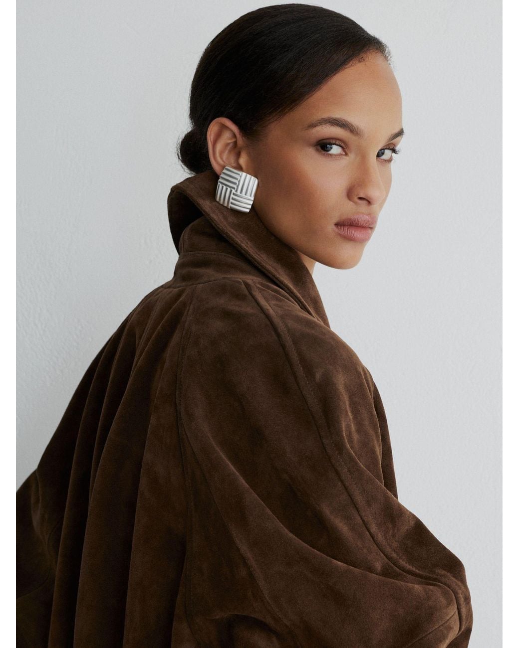 ATELIER Black Suede Wrap Bomber Jacket