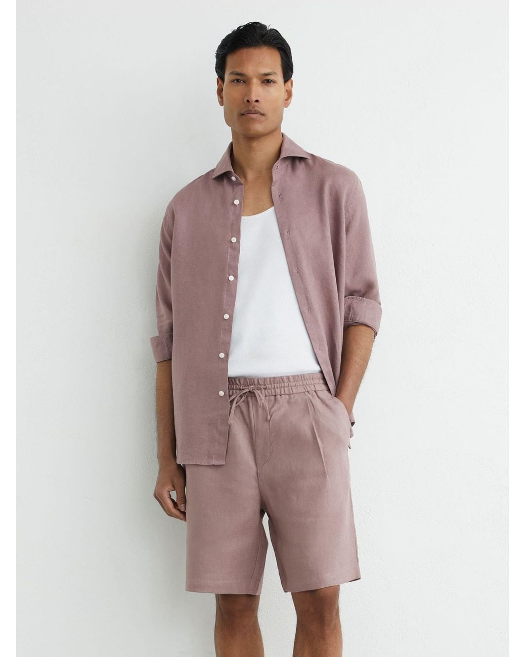 Reiss Multicolor Linen Drawstring Shorts for men