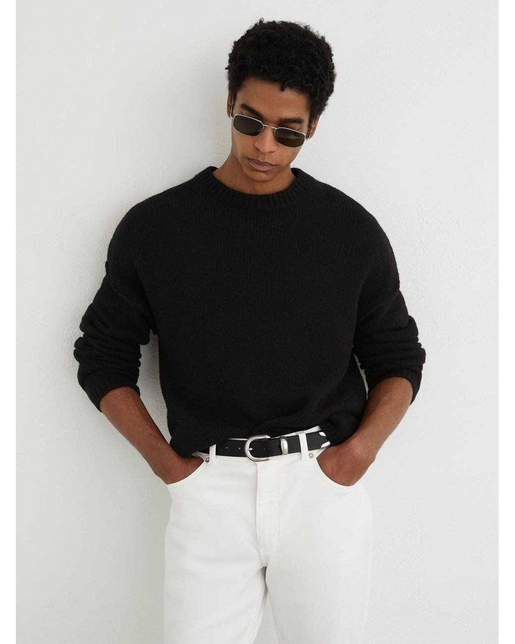 Reiss White Leather Western Belt for men
