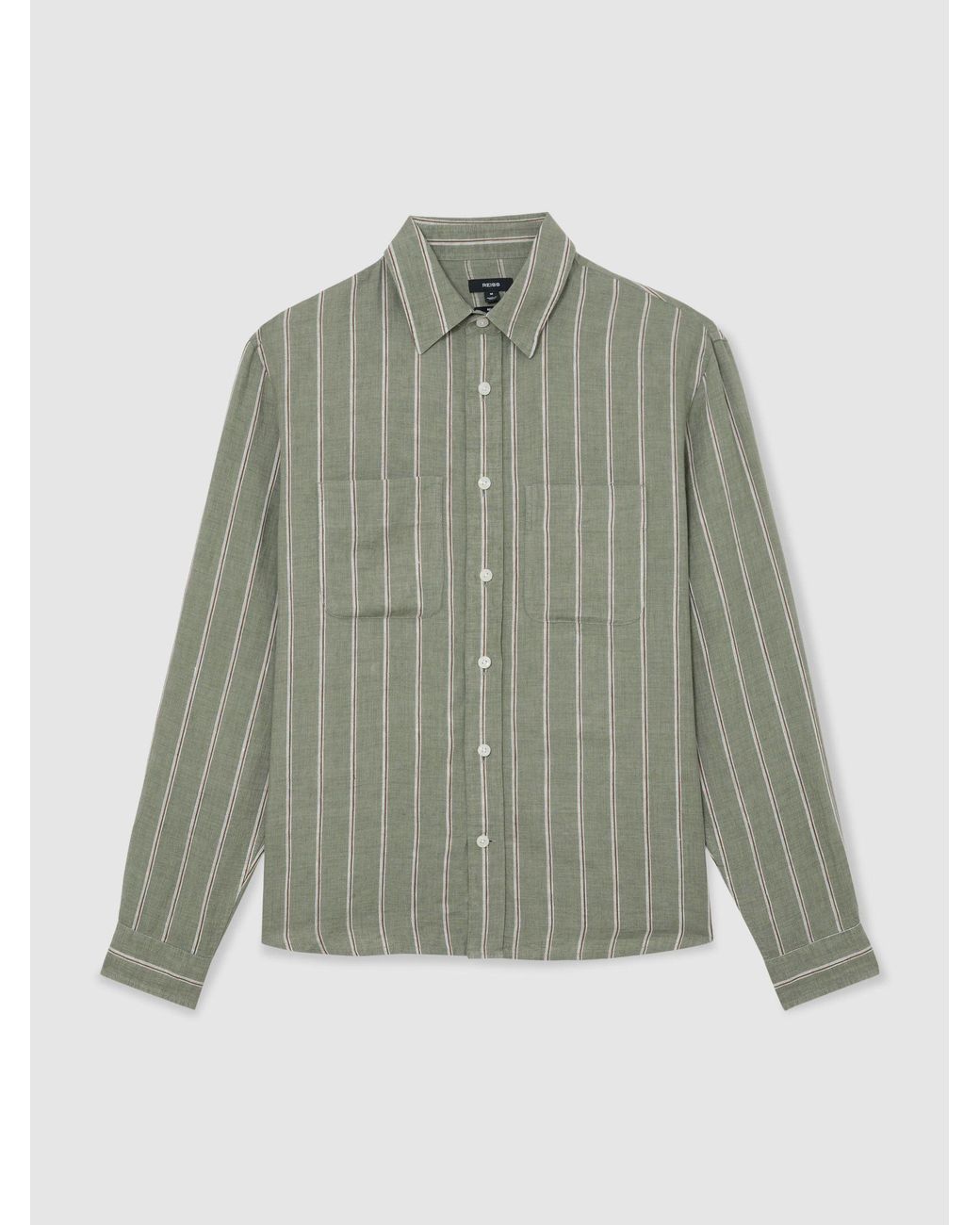 Reiss Multicolor Linen Striped Regular-Fit Shirt for men