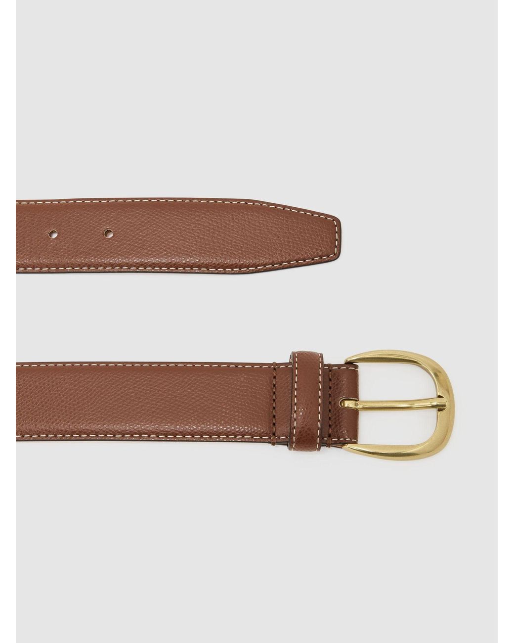 Reiss Natural Pierced-Leather Curved-Buckle Belt for men