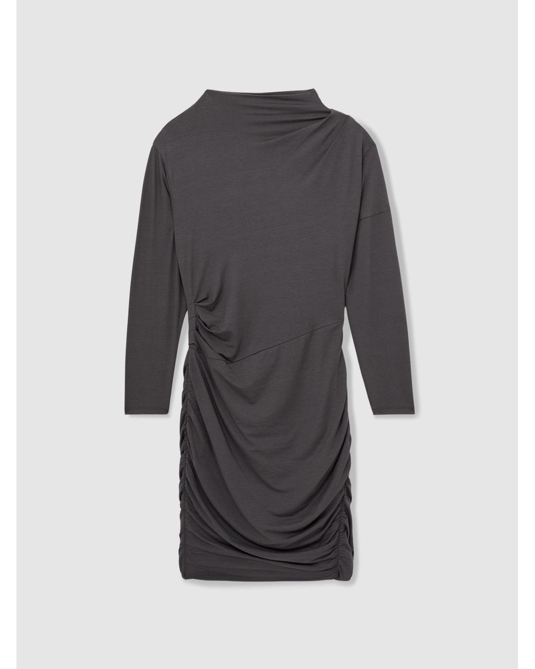 Reiss Black Ruched Mini Dress