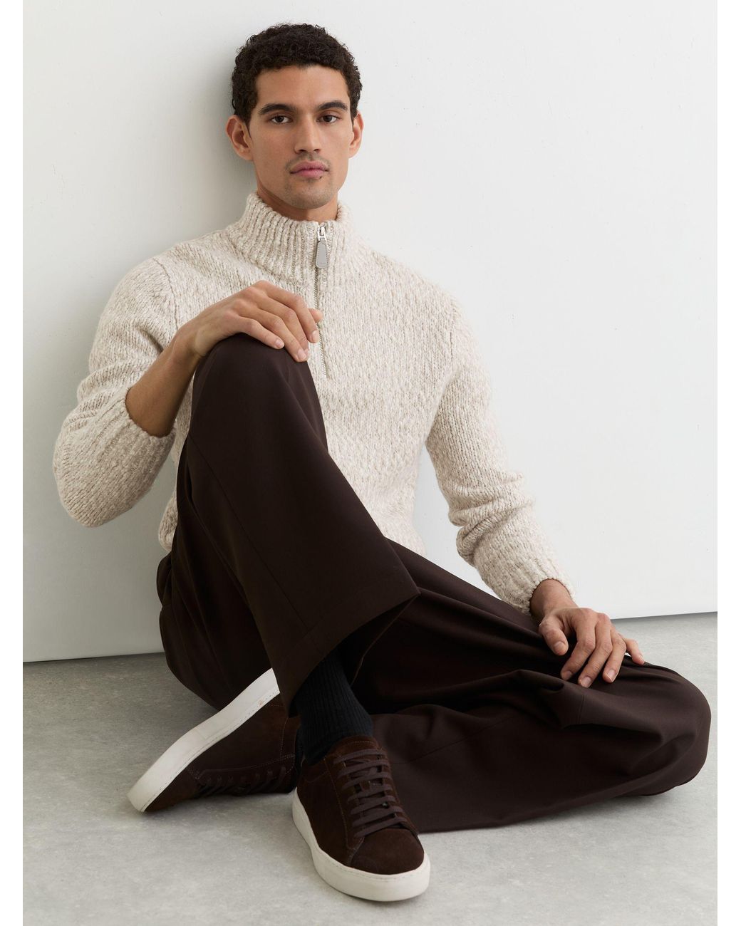 Reiss Multicolor Marled Half-Zip Knitted Jumper With Wool for men