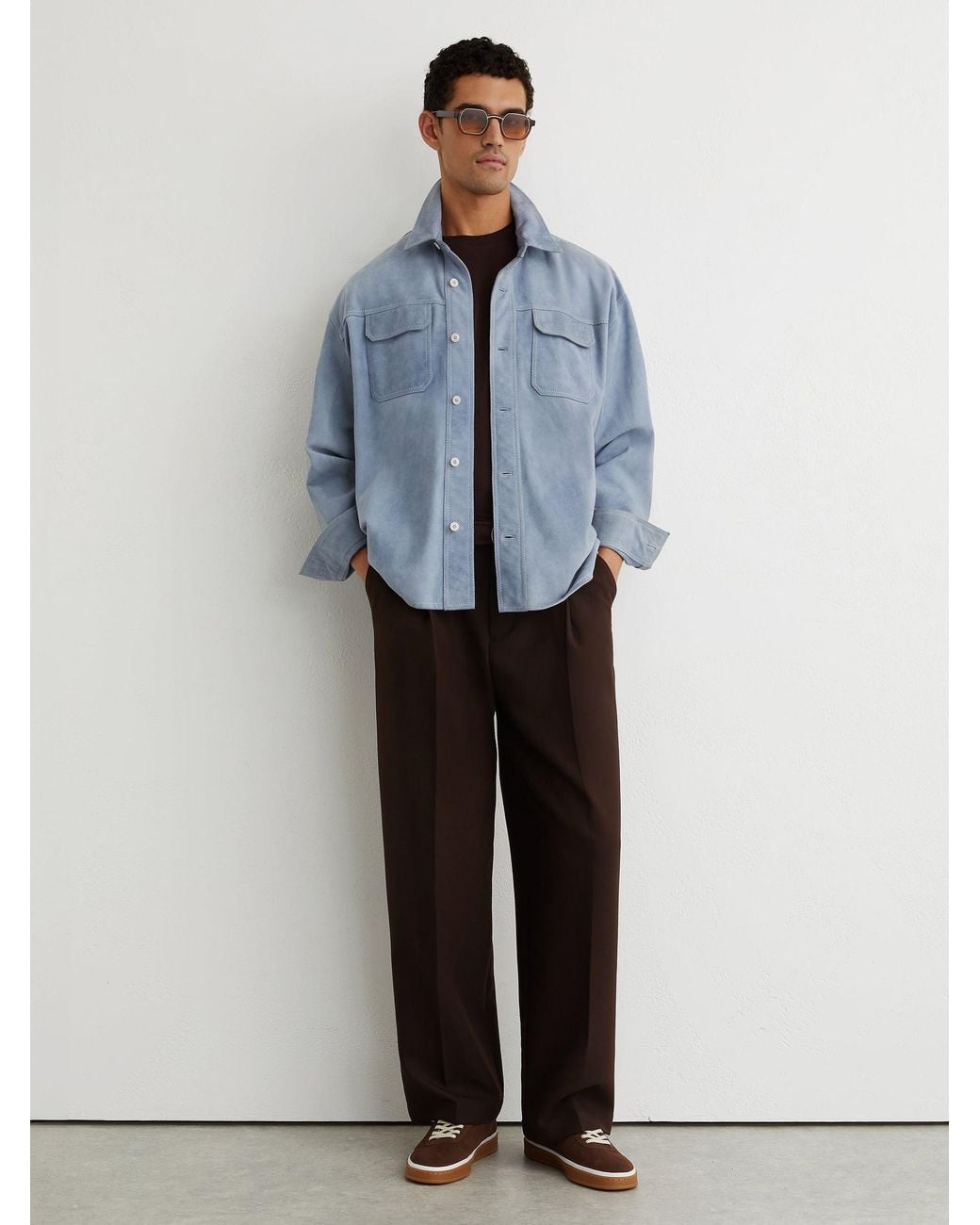Reiss Natural Relaxed-Fit Belted Trousers for men