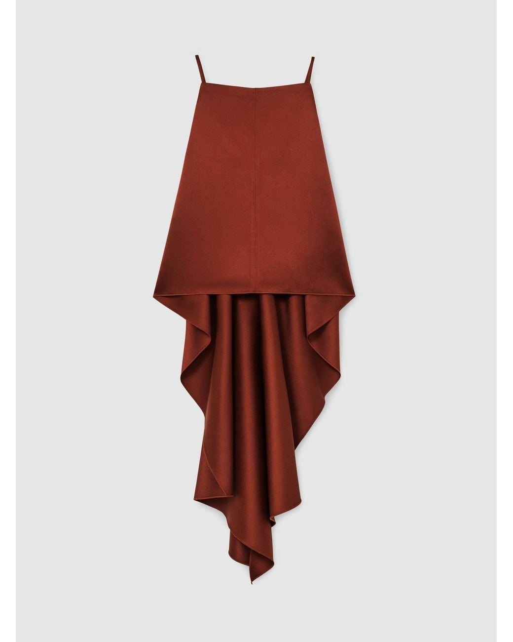 Reiss Brown Satin Structured Drape-Back Top