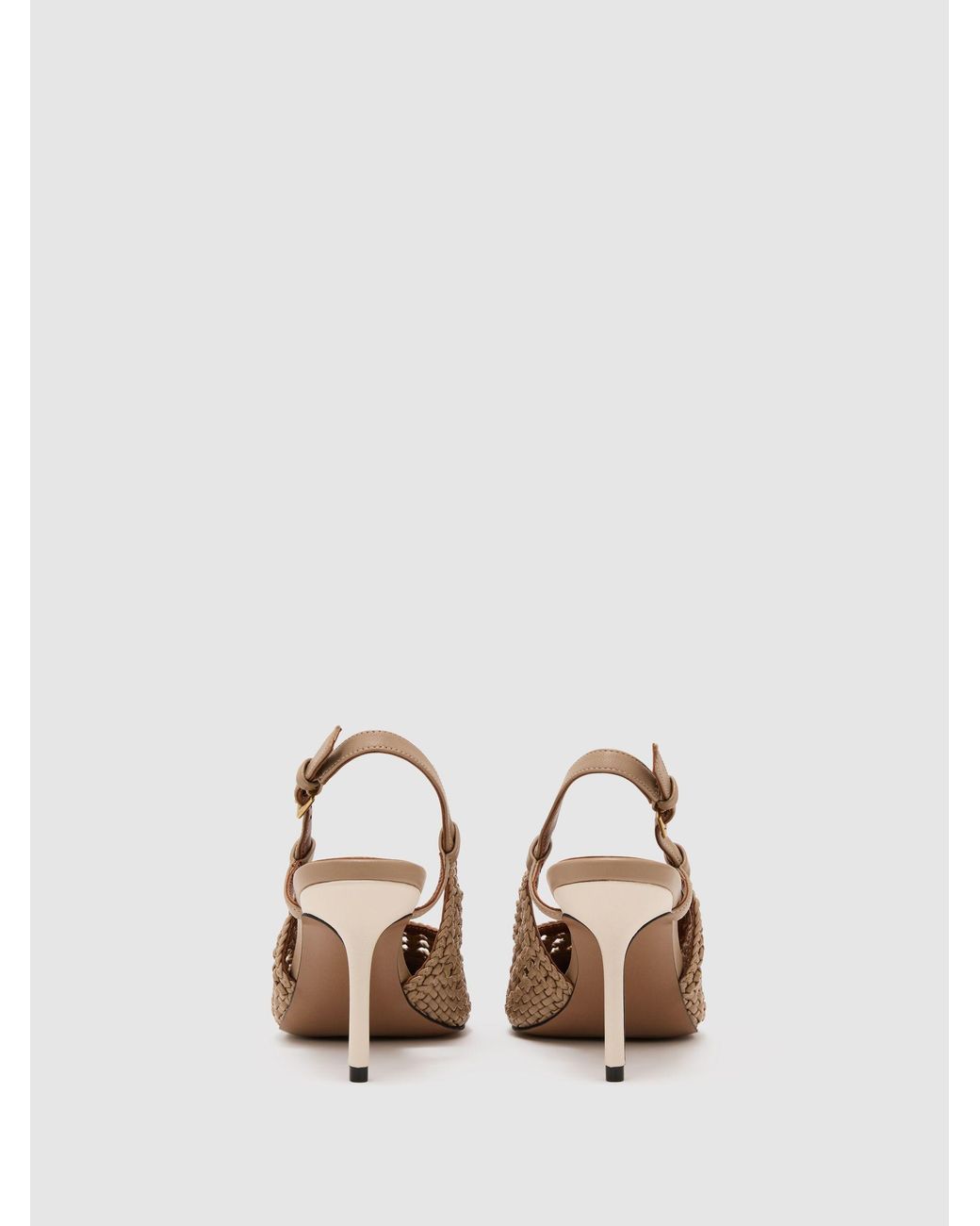 Reiss White Woven Leather Court Shoes