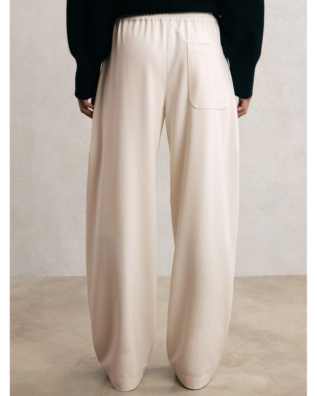 Reiss Natural Barrel-Leg Side-Stripe Trousers