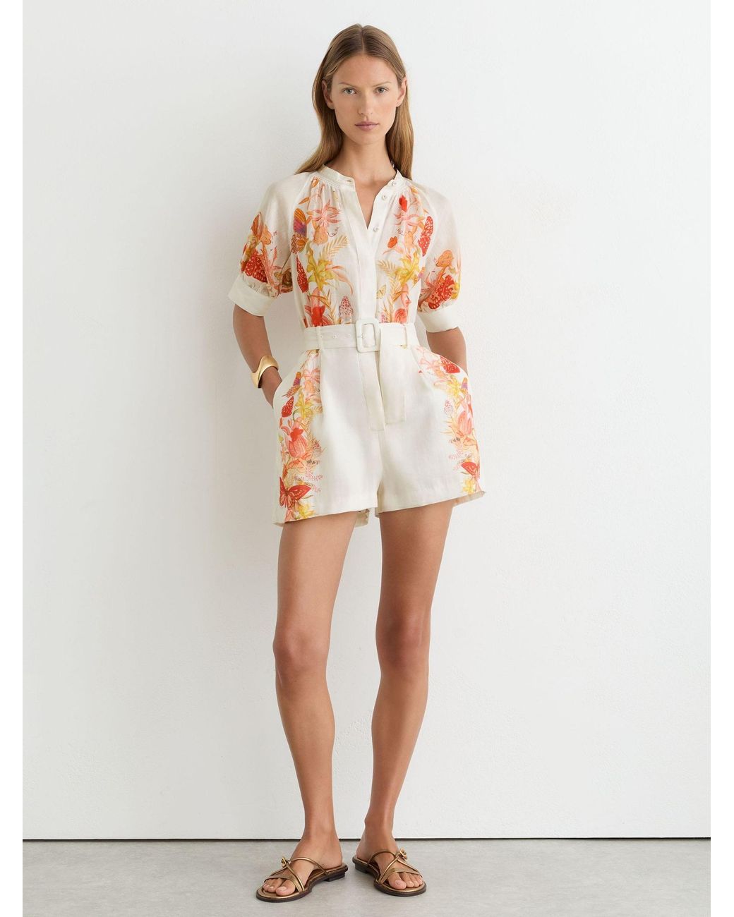 Reiss Natural X Nybg Ramie Butterfly-Print Playsuit