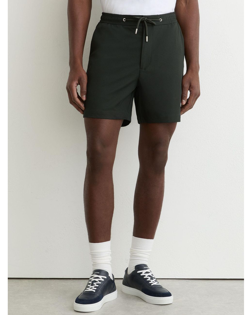 Reiss White Newmark Textured Drawstring Shorts for men