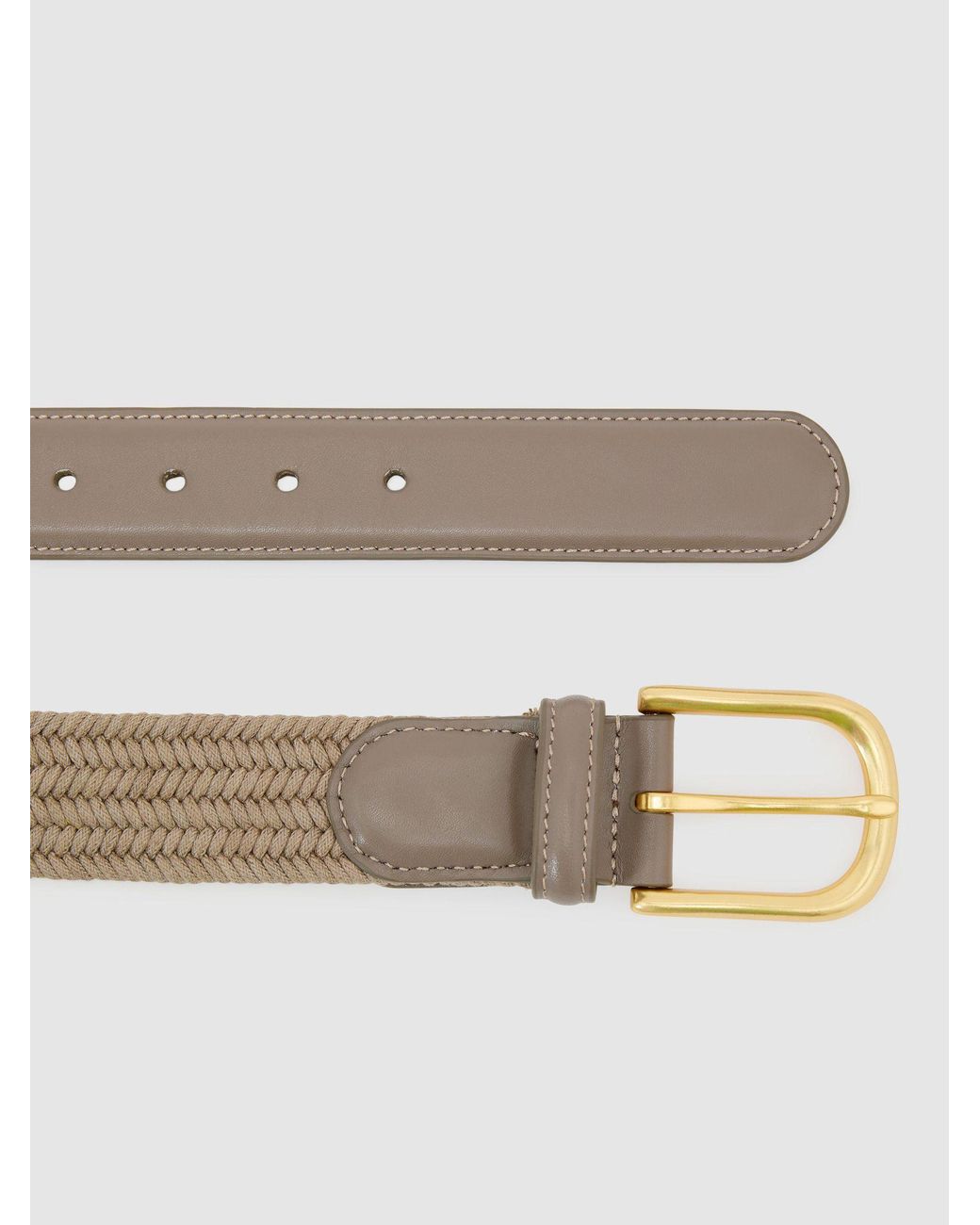 Reiss Natural Leather Woven Mix Belt