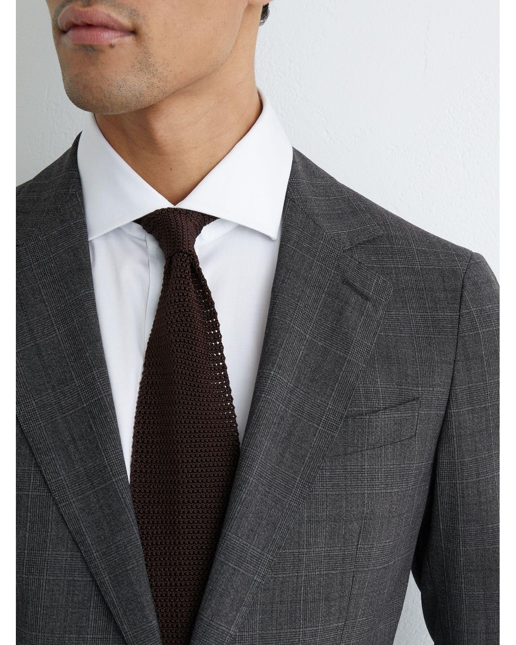 Reiss Gray Tailored Fit Wool-Blend Single-Breasted Check Blazer for men