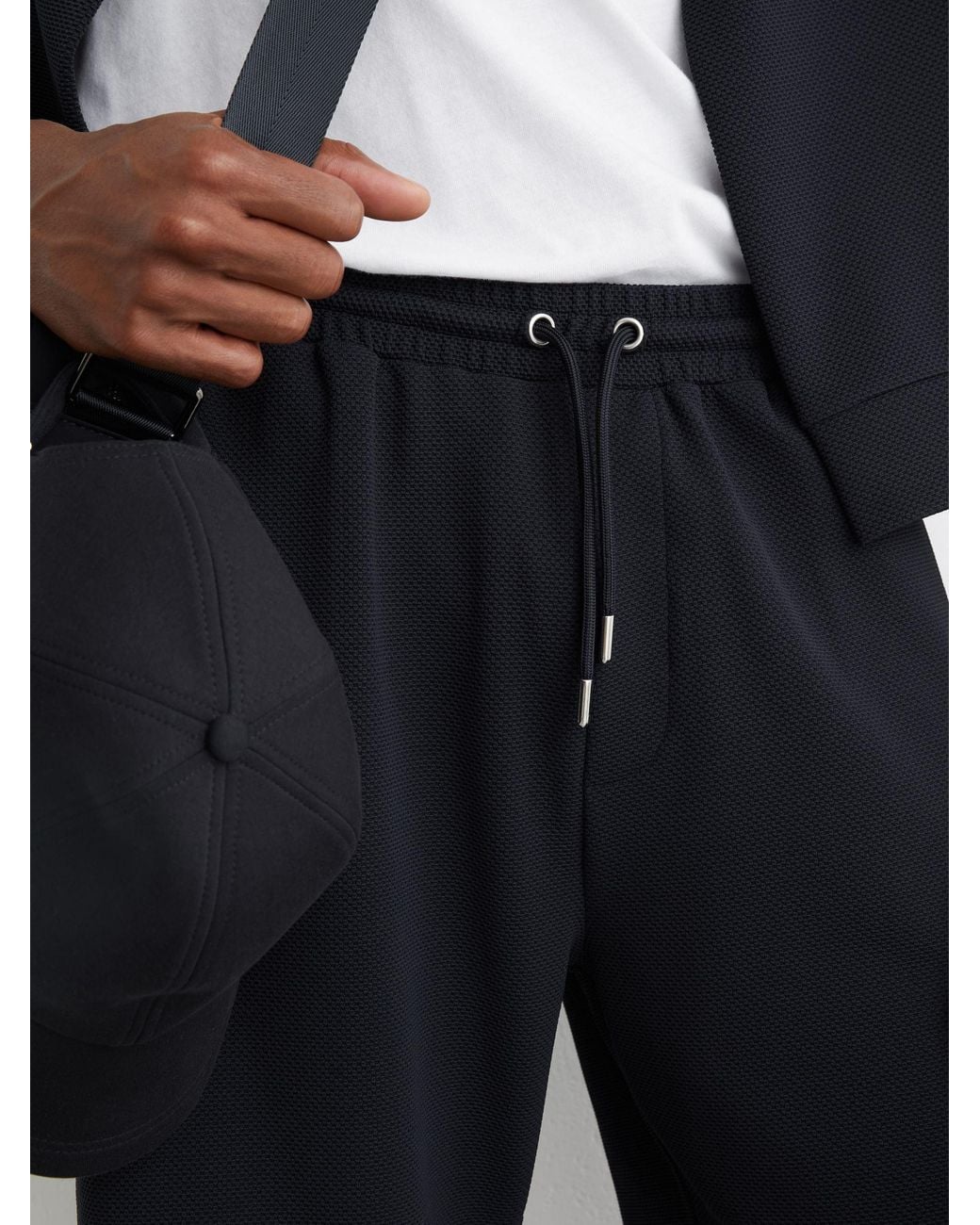 Reiss White Textured Drawstring Shorts for men