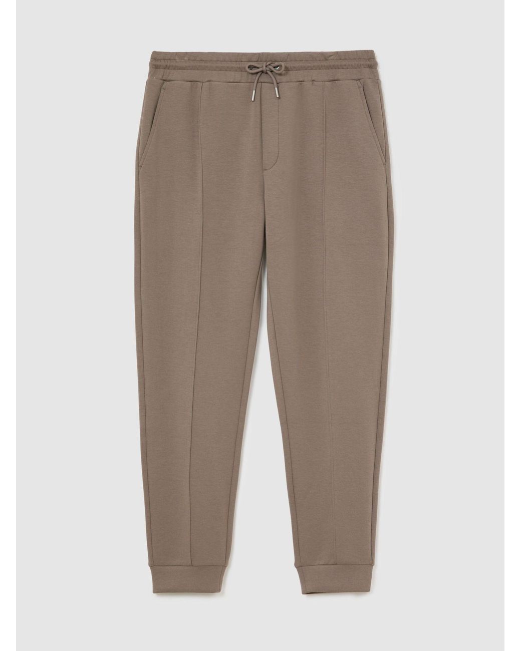 Reiss White Sueded Interlock Jersey Cuffed Joggers for men