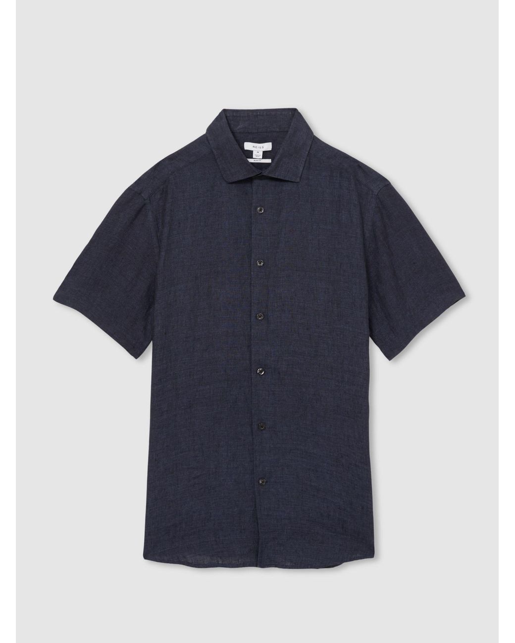 Reiss Blue Linen Short Sleeve Shirt for men