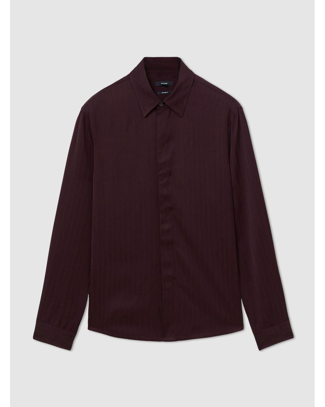 Reiss Black Atelier Herringbone-Stripe Long-Sleeve Shirt Regular-Fit for men