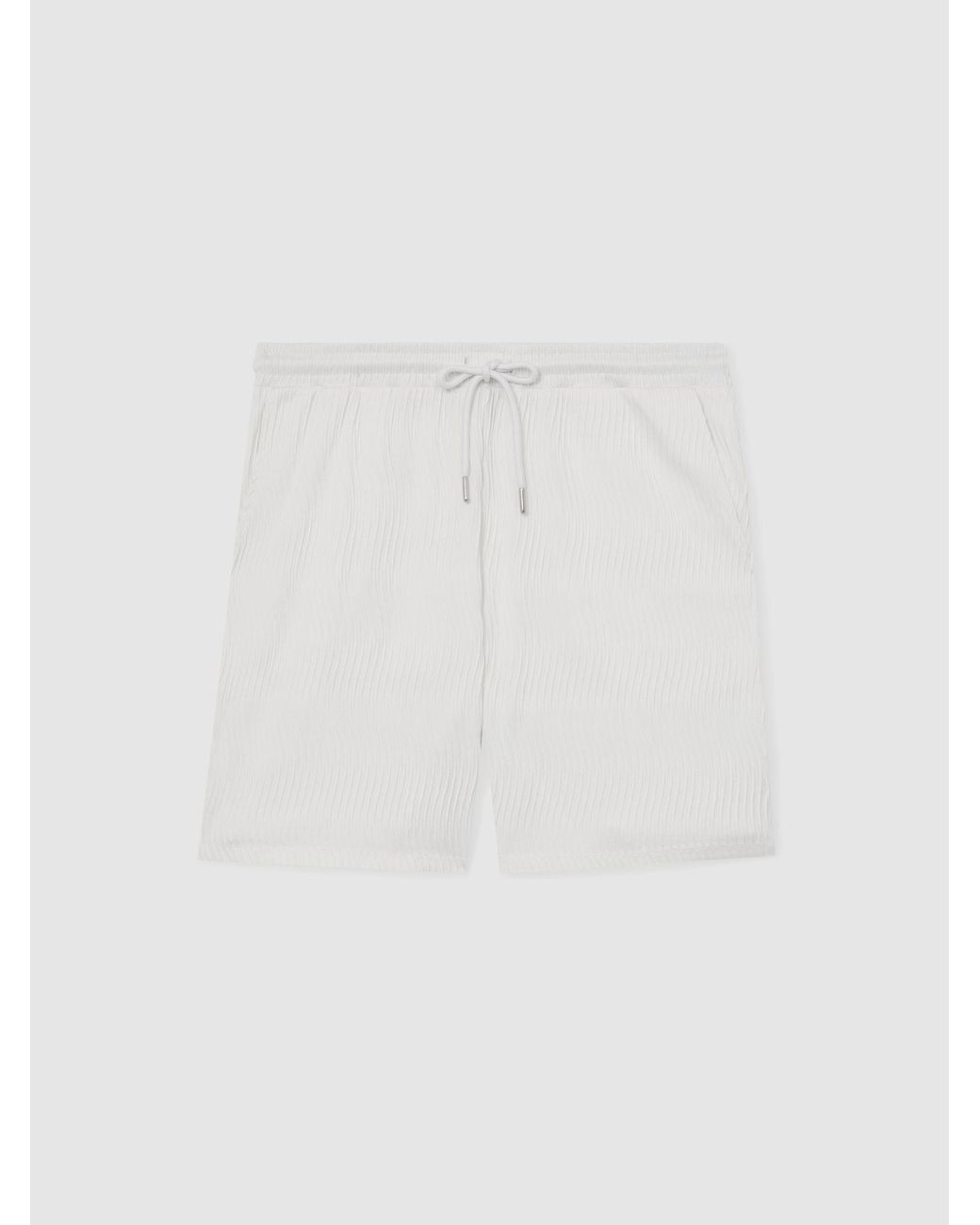 Reiss White Textured-Wave Drawstring Shorts for men