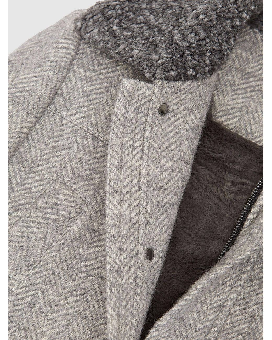 Reiss Gray Atelier Wool-Cotton Herringbone Jacket for men