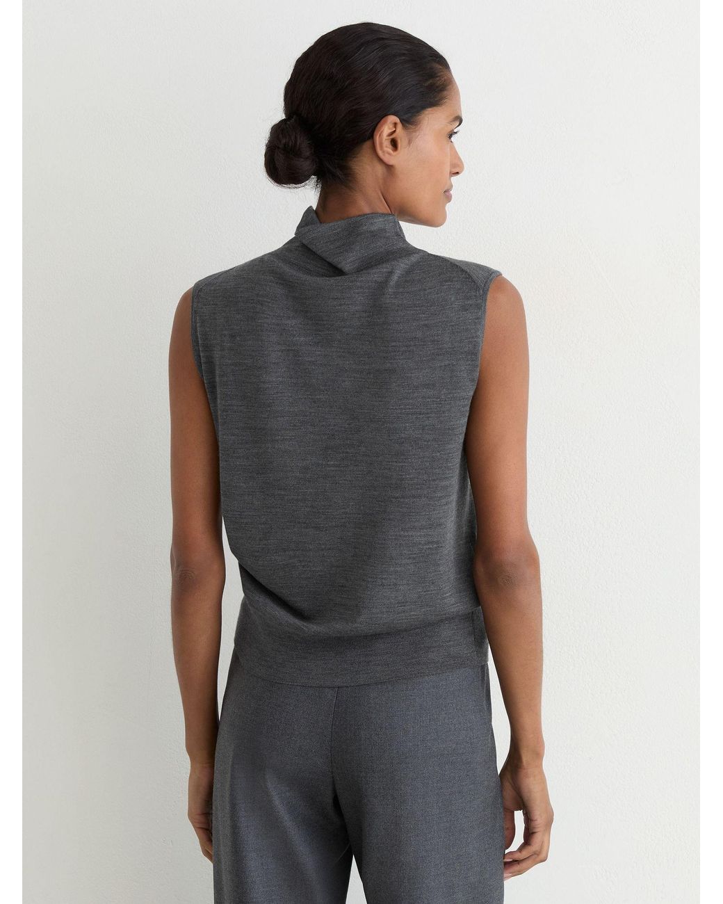 Reiss Multicolor Honey - Dark Charcoal Grey Ultra-soft Merino Wool Funnel-neck Vest, Xl (us 16-18)