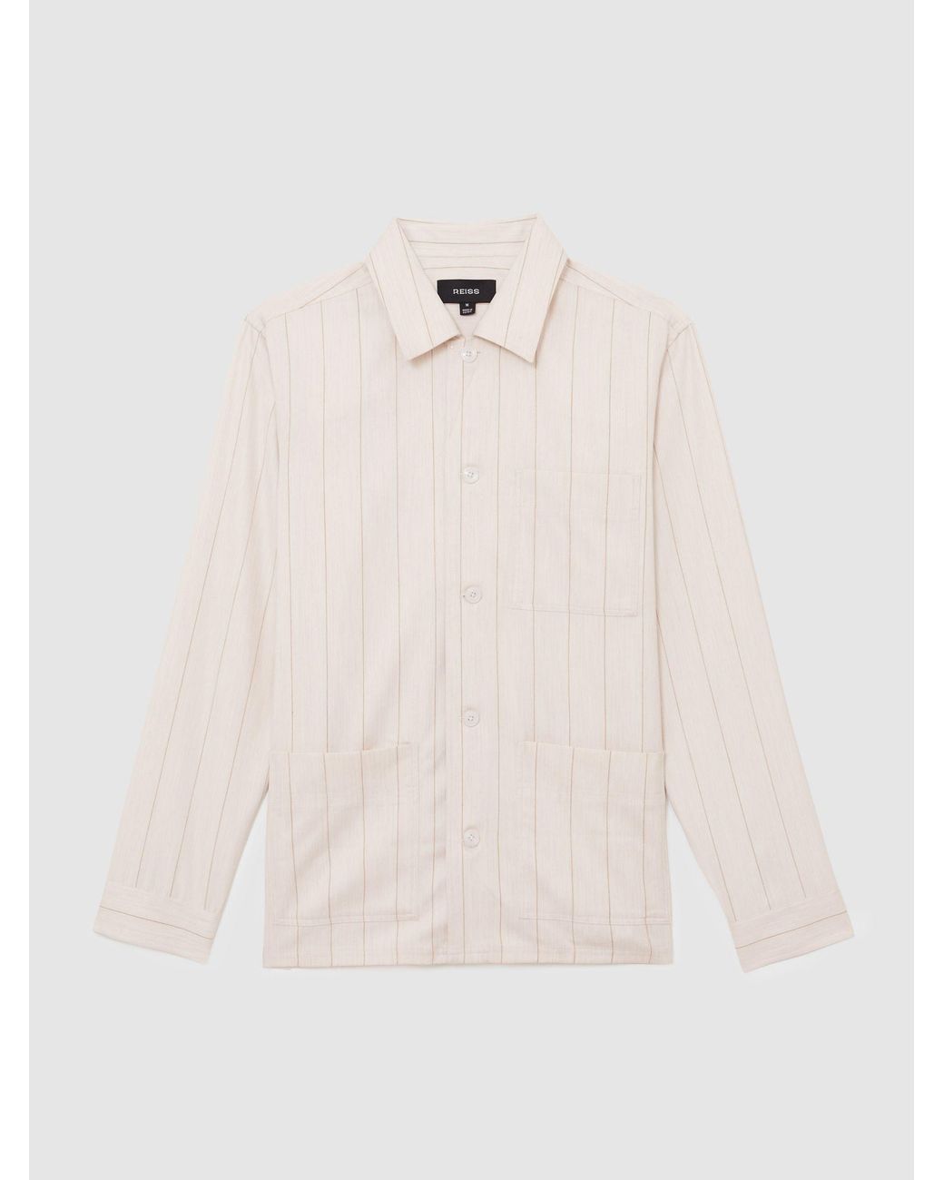 Reiss Natural Pinstripe Button-Through Overshirt for men