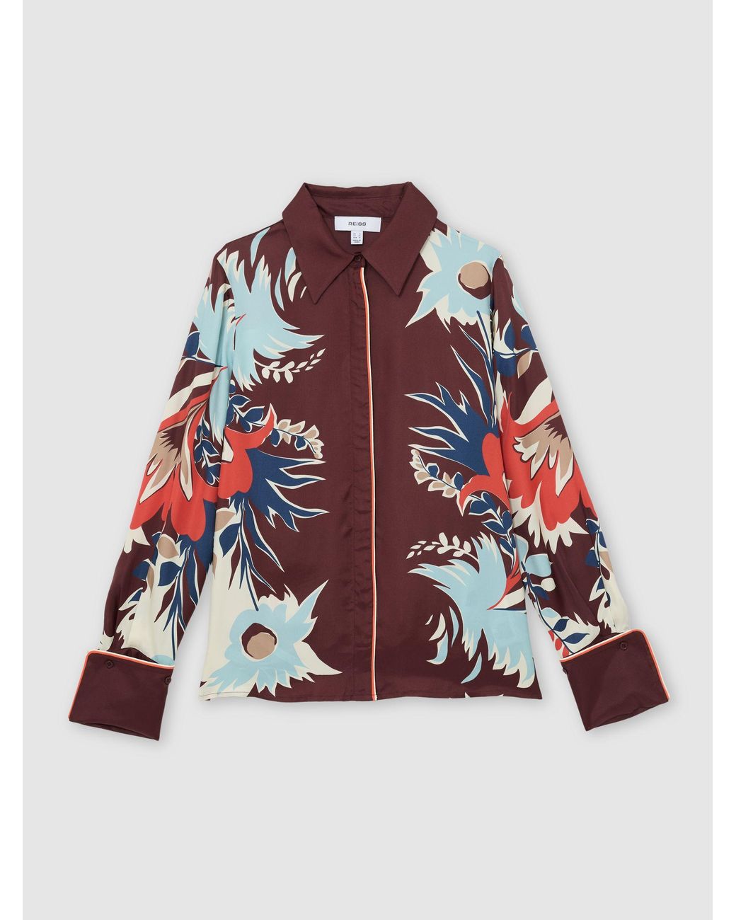 Reiss Red Printed Button-Through Shirt