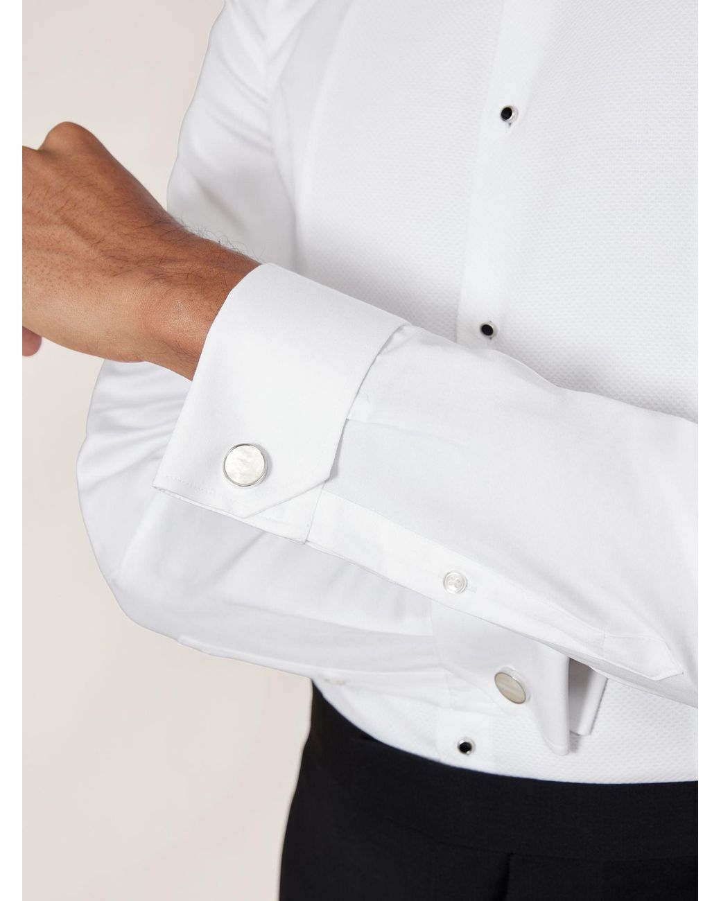 Reiss White Marcel Slim Fit Cotton Double-Cuff Dinner Shirt for men