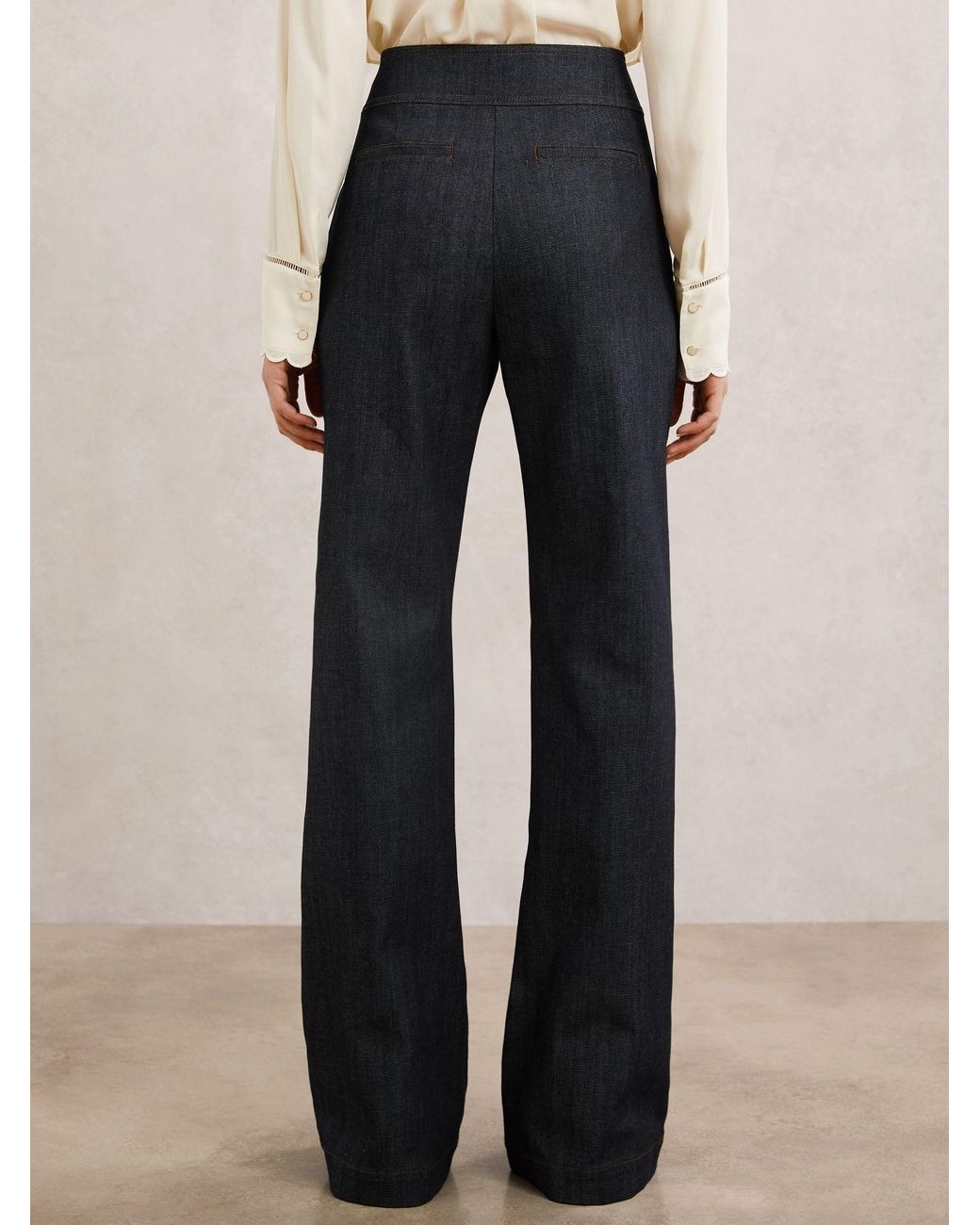 Reiss Natural Button-Detail Flared Jeans