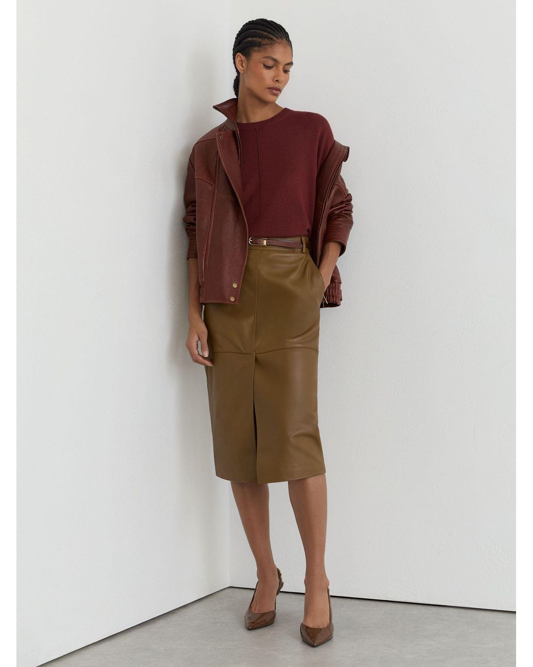 Reiss Red Wool-Blend Reverse-Seam Jumper With Cashmere