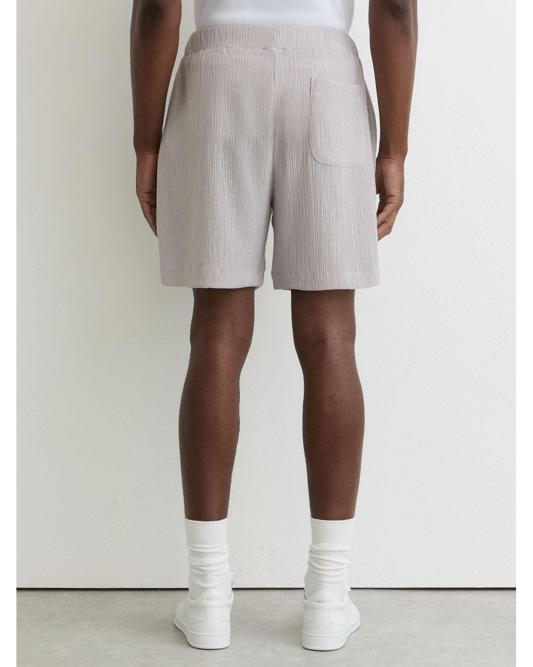 Reiss Natural Textured Drawstring Shorts for men