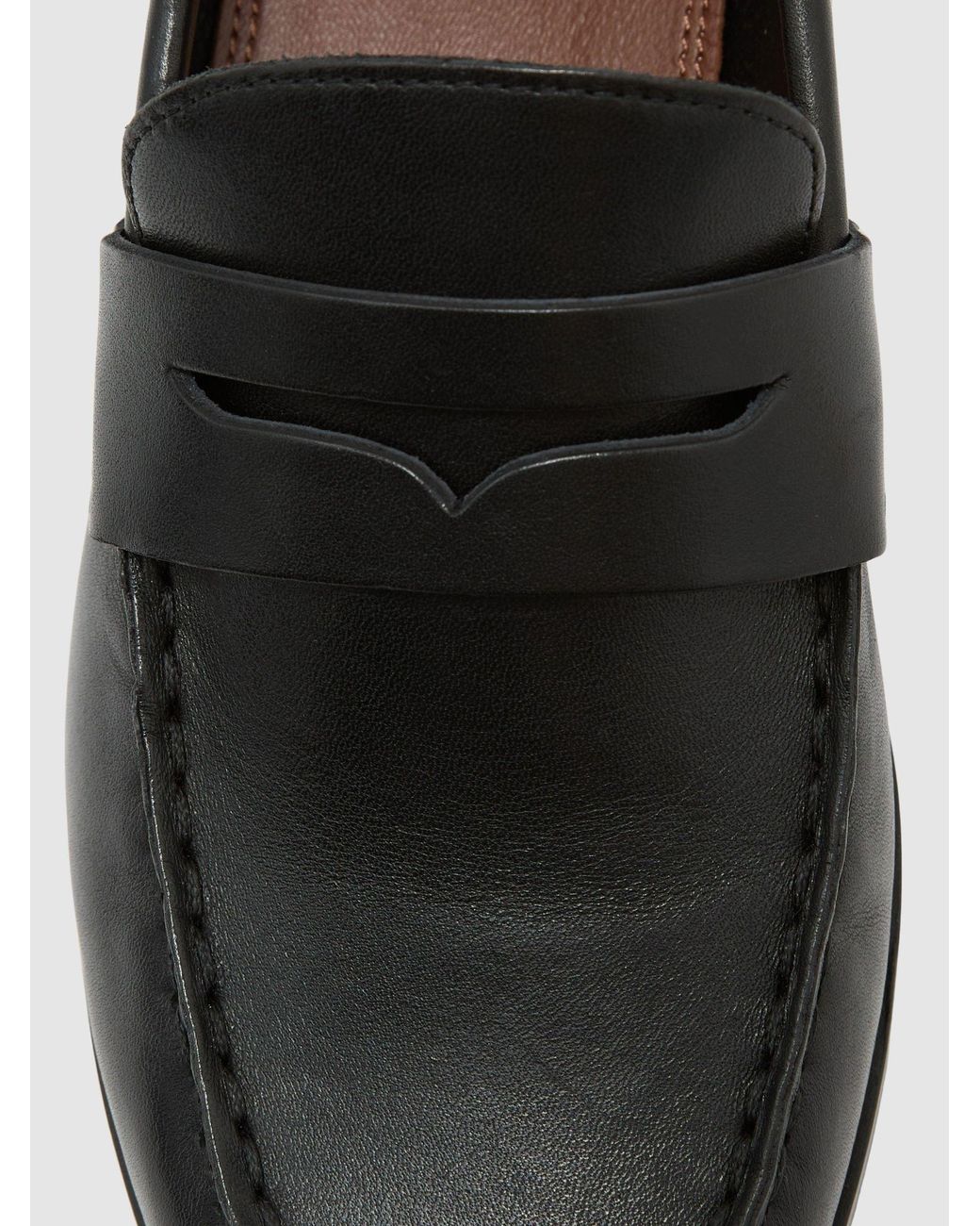 Reiss Black Leather Penny Loafers