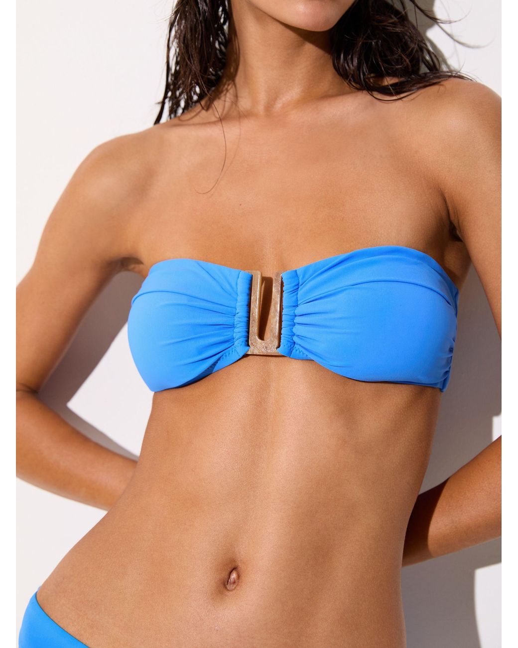 Reiss Carina - Blue Removable-strap Bandeau Bikini Top, Us 8