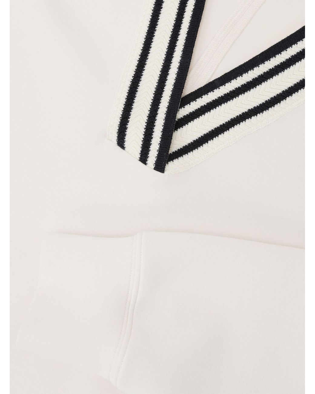 Reiss White Premium Interlock Tipped Cropped Sweatshirt