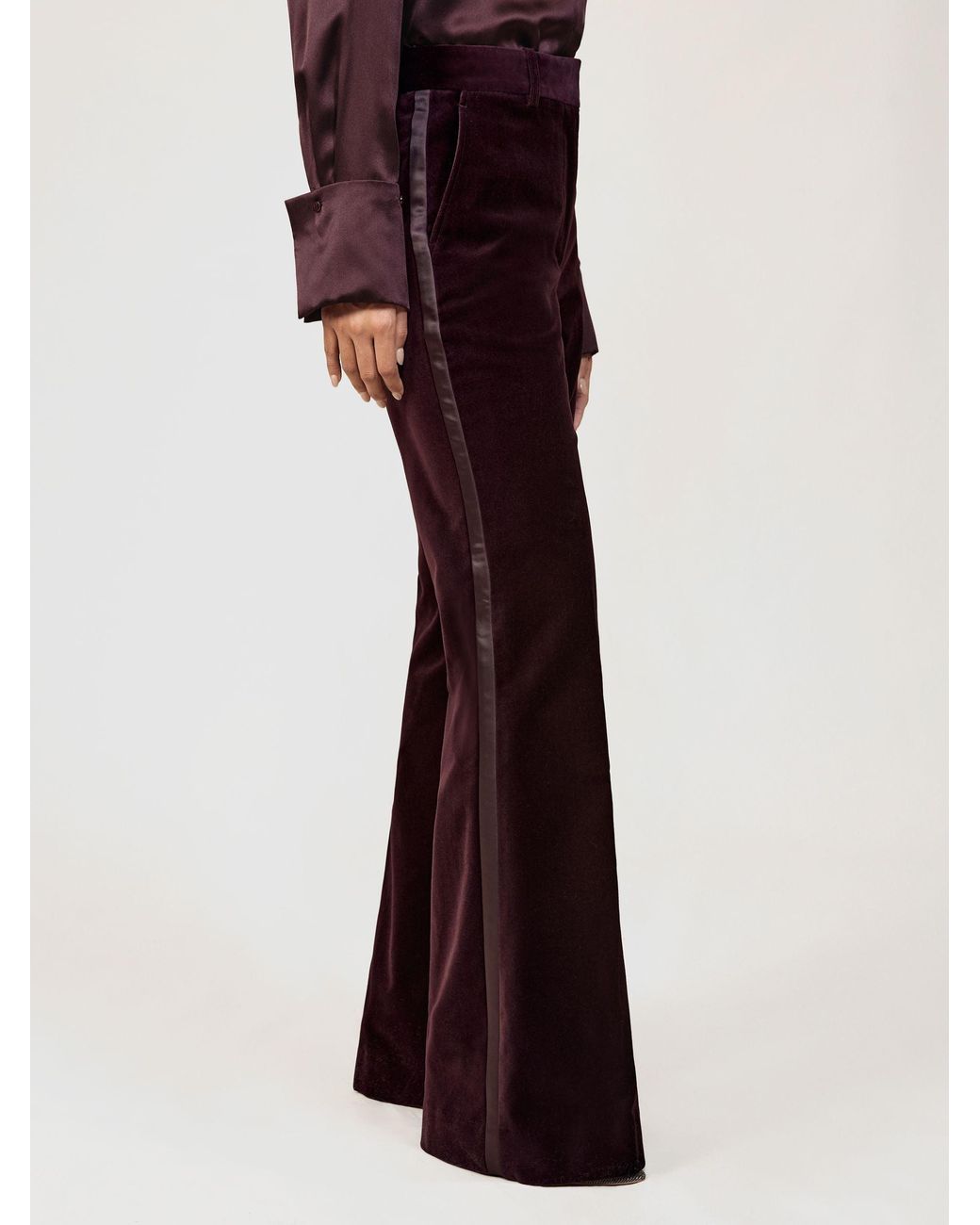 Reiss Velvet Tuxedo-Stripe Flared Trousers