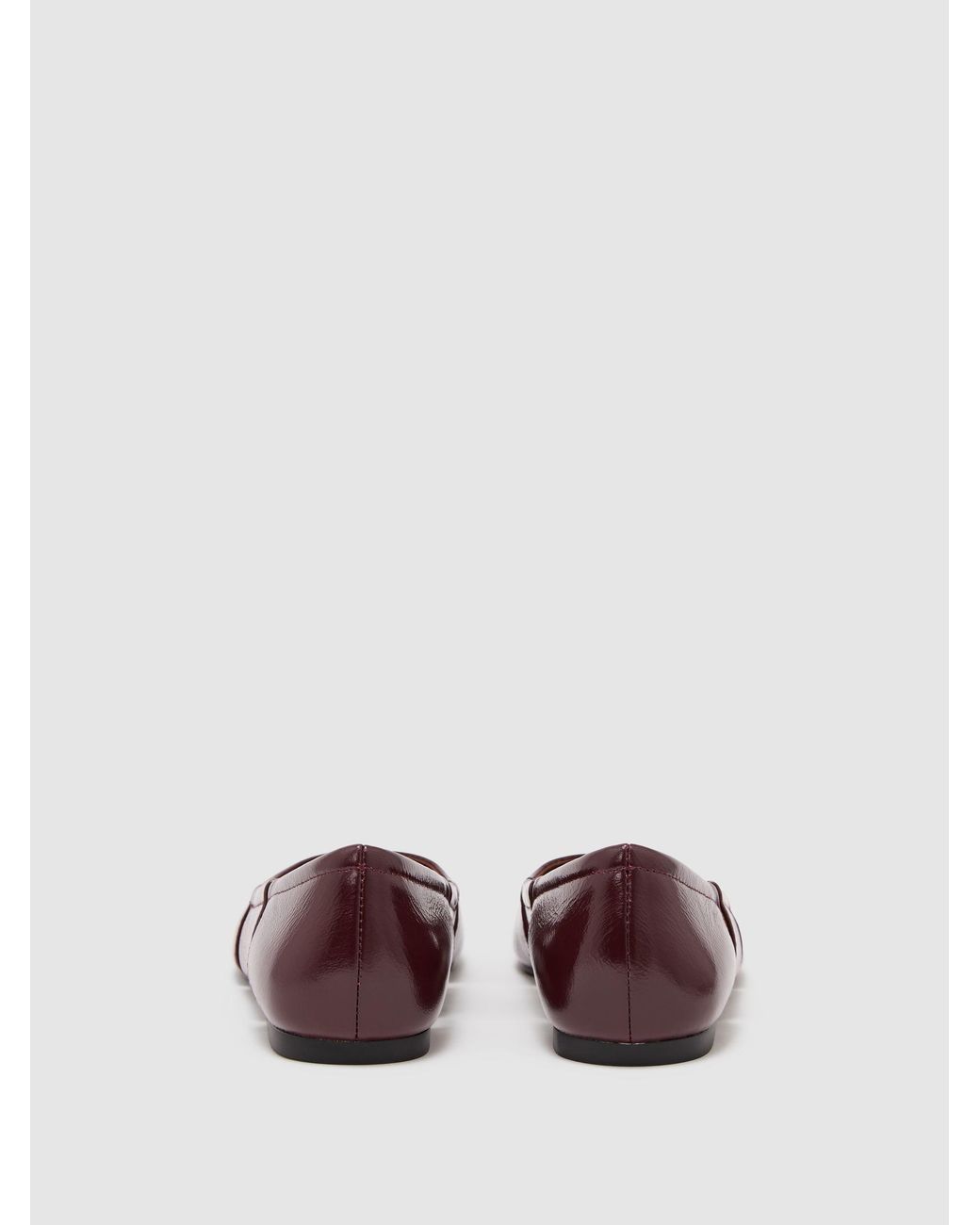 Reiss Gray Leather Cut-Out Ballet Flats