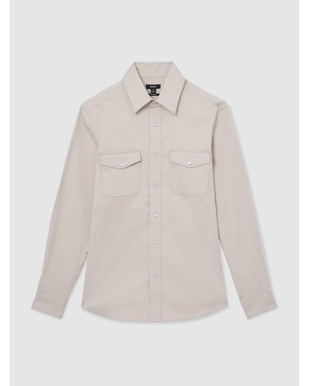Reiss Natural Cotton-Twill Twin-Pocket Overshirt With Stretch for men