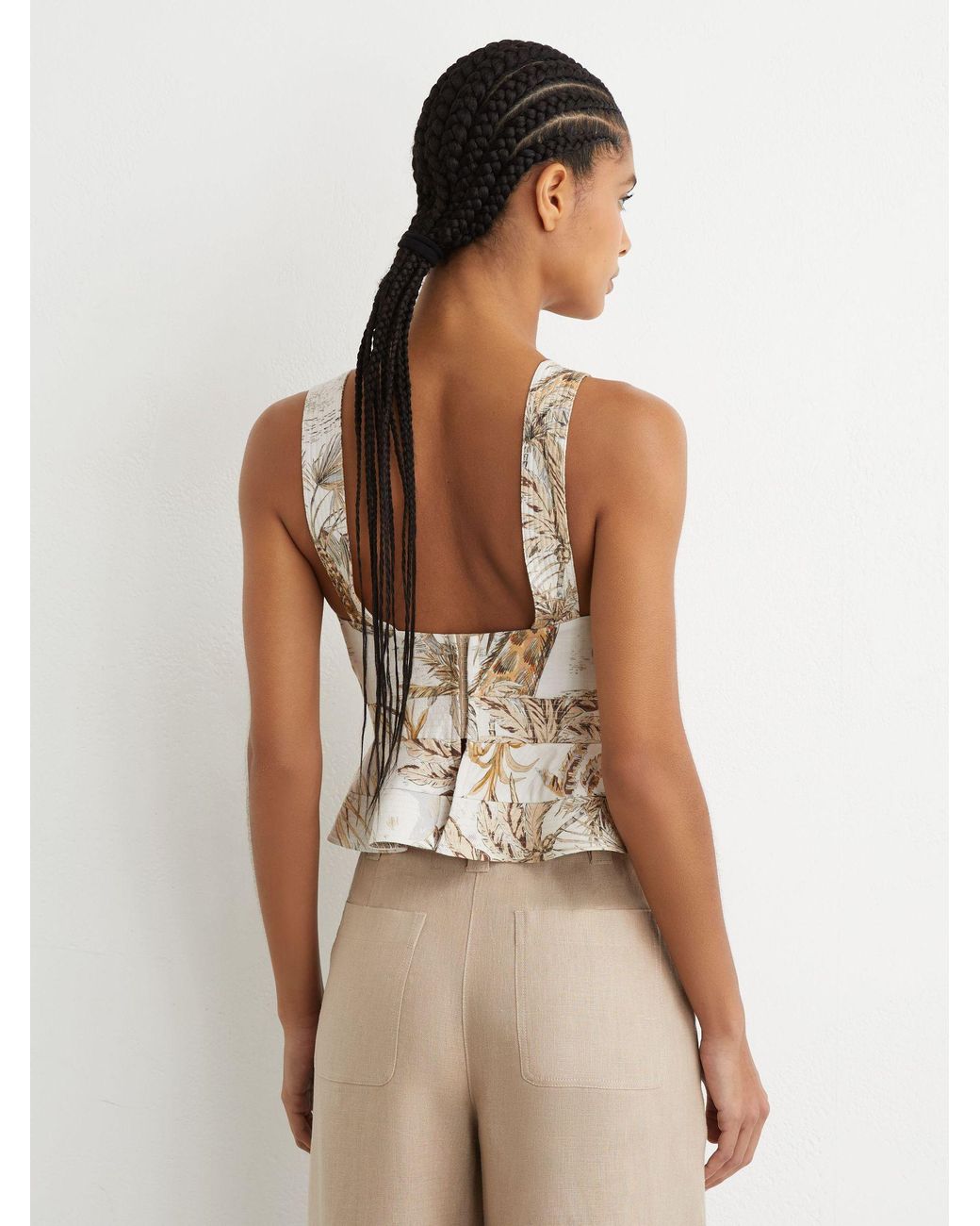 Reiss Natural Cotton Safari Print Bustier Top
