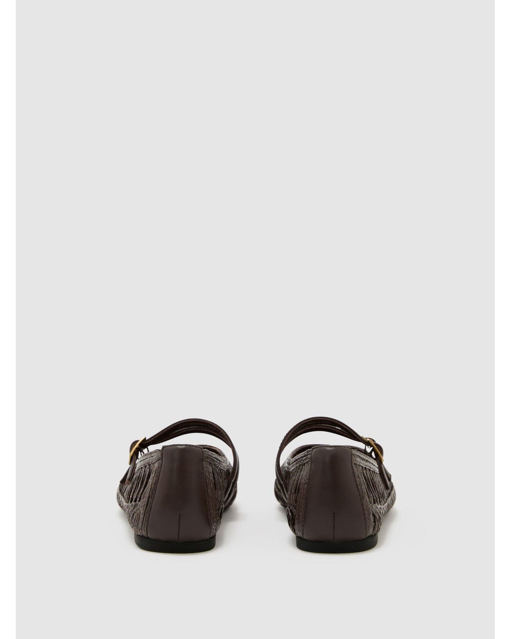 Reiss White Woven Ballerina-Strap Flats