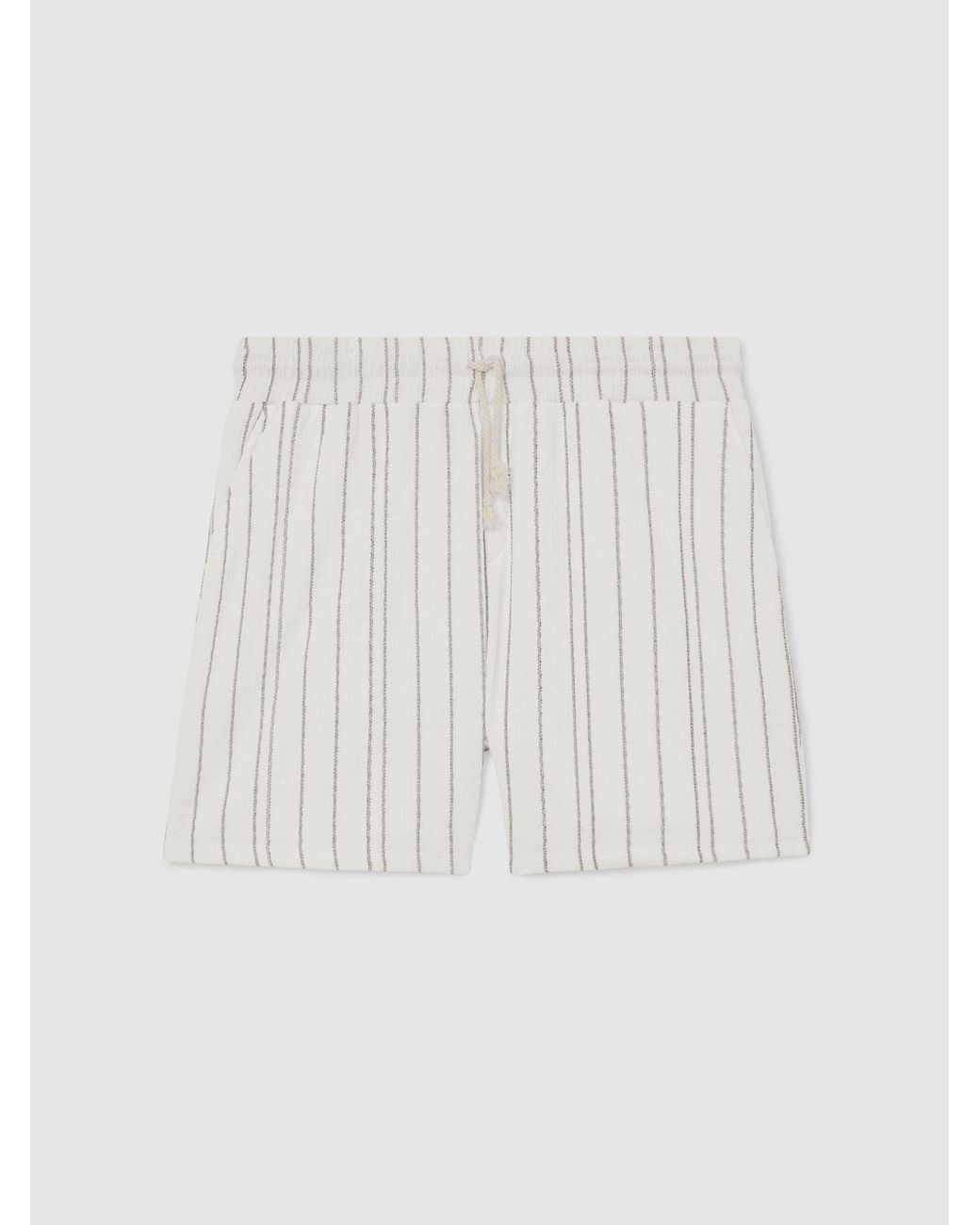 Reiss White Textured Stripe Drawstring Shorts for men