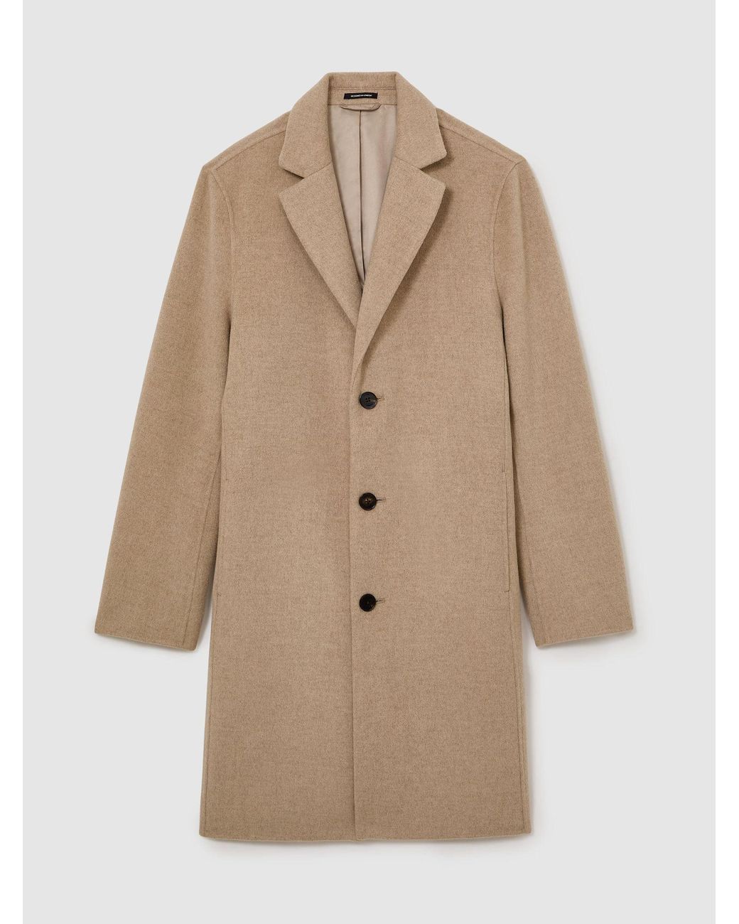 Reiss White Wool-Blend Single-Breasted Epsom Coat for men