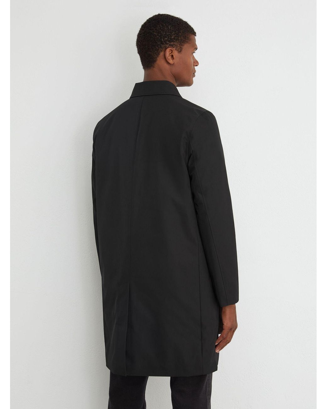 Reiss Black Technical Long Zip-Through Jacket for men