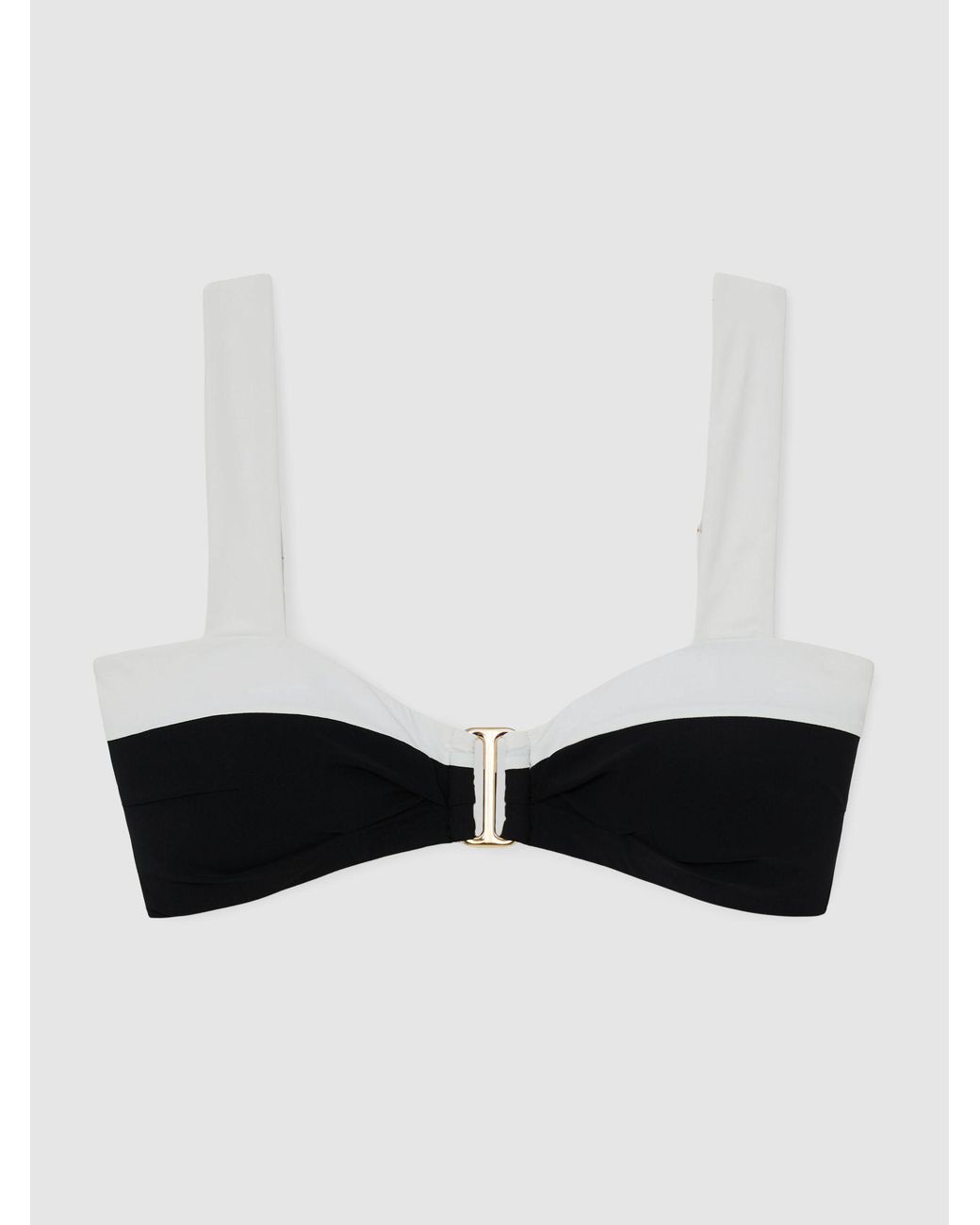 Reiss Multicolor Abby - Black/ivory Colour-block Bikini Top, Us 0