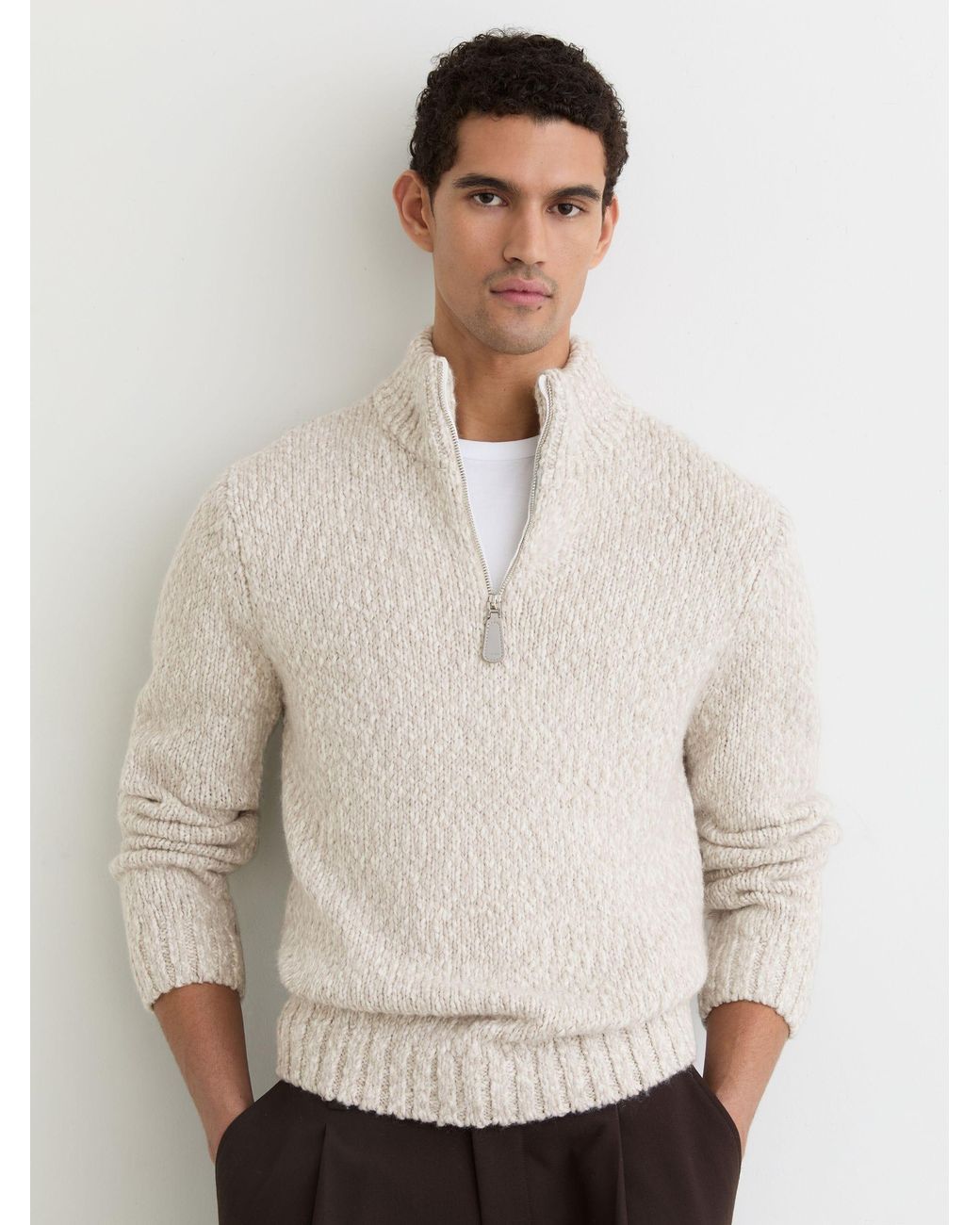 Reiss Multicolor Marled Half-Zip Knitted Jumper With Wool for men